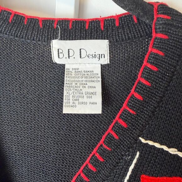 Vintage BP Design Snowman Sweater Vest Cardigan XL 90s Y2K Holiday Winter READ - Picture 4 of 5